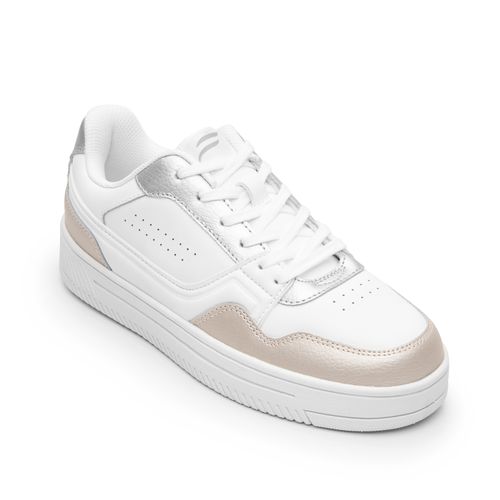 Zapatilla Mujer Inna 131601 Blanca, Plata y Bronce